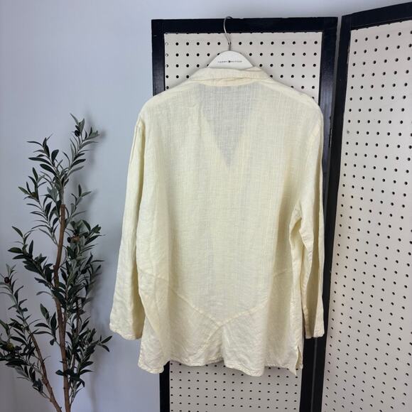 J.Jill Linen Button-Down Butter Yellow Women’s L — Coastal Chic - Picture 3 of 5